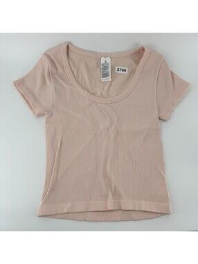 Pink Women's Size XL Ribbed Shirt Top Soft Cropped